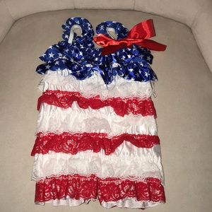 Posh Peanut American Flag Romper 0-6 months